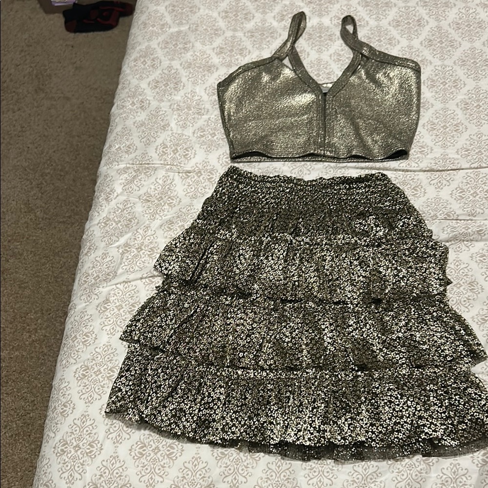 Metallic Skirt Set